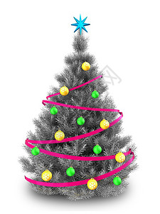 有彩色丝带的圣诞树图片