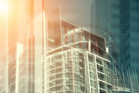 未来现代商业城市摩天大楼成功的工业建筑商概念图片