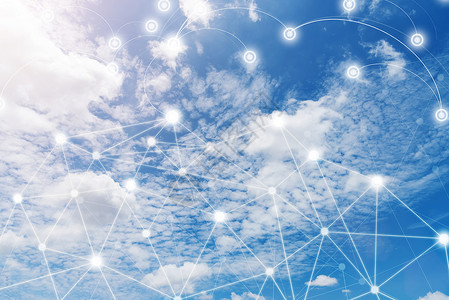 无线通信网络iotnerofhings和ct信息通技术概念阳光明媚的蓝天和云连接背景背景图片