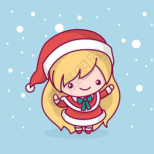 可爱的kawichb雪姑娘在下挥手圣诞快乐和新年图片