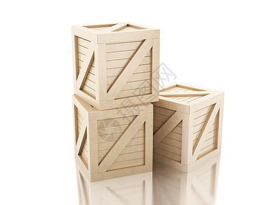 3d铸造者图像木制箱与孤立的白色背景图片
