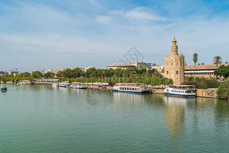 河水塞维尔塔三角桥塞维尔西班牙高清图片