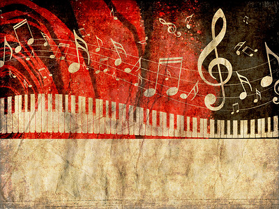 抽象插图钢琴键音乐笔记背面背景图片