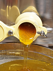 蜂蜜从提取器到筛选背景图片