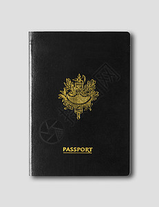 灰色背景的通用黑色护照灰背景的通用黑护照灰背景的自由高清图片素材