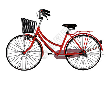 3d单车数码化图像红色单车的白背景图片