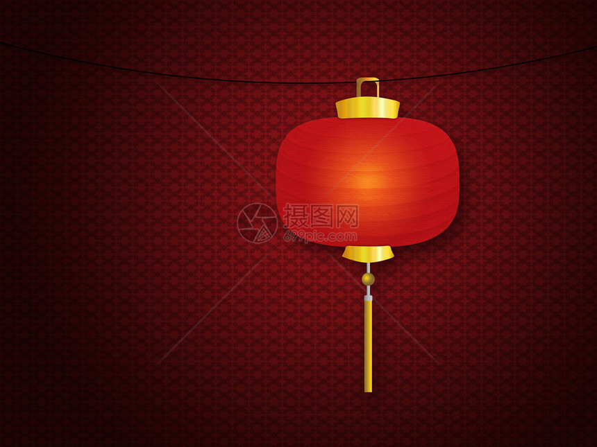 灯笼红色传统纸灯笼在墙上的插图图片