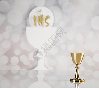 十字架元素圣餐白背元素圣餐一个金色的圣杯白色的圣餐杯背景