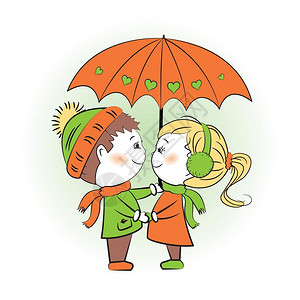 爱情侣站在伞下爱情夫妇站在伞下矢量说明图片