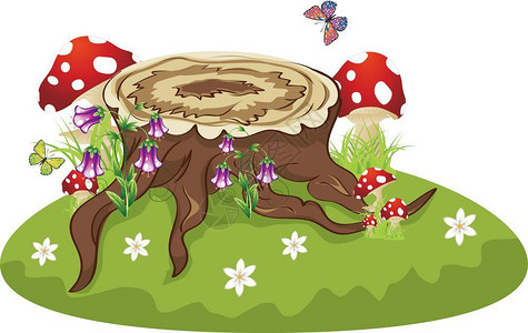 树桩和蘑菇图片