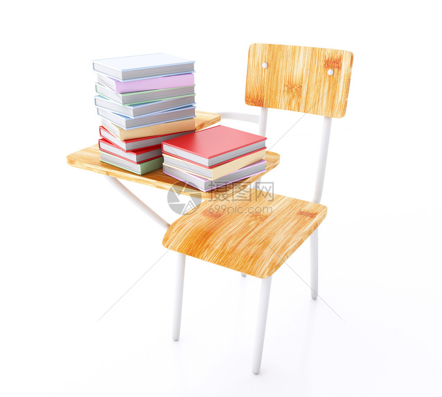 个插图学校书桌架教育概念孤立的白种背景个书桌图片