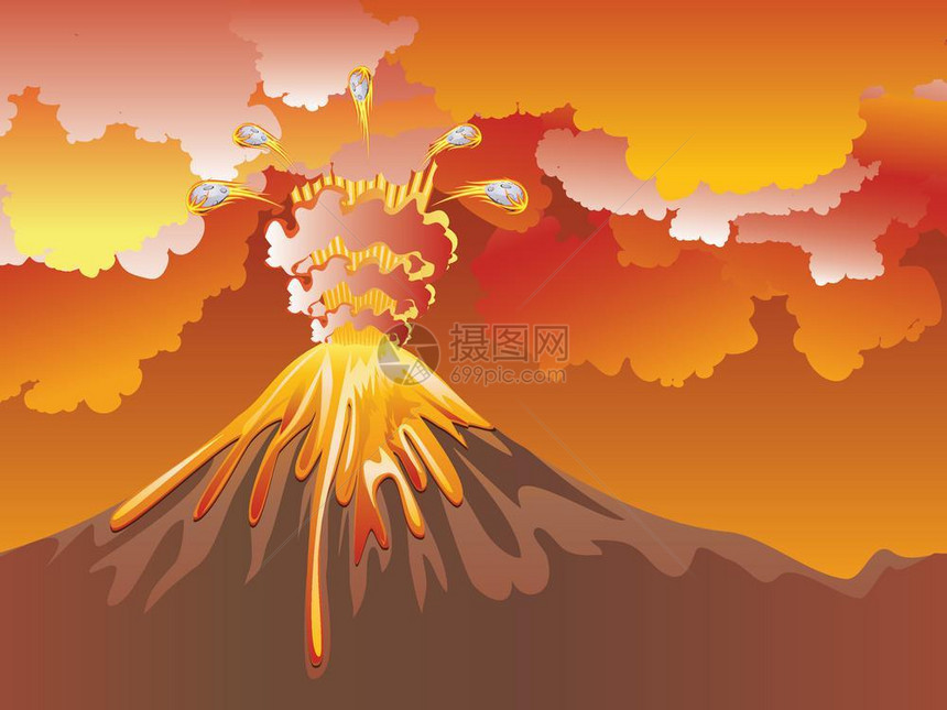 卡通火山爆发用热熔岩说明卡通火山爆发图片