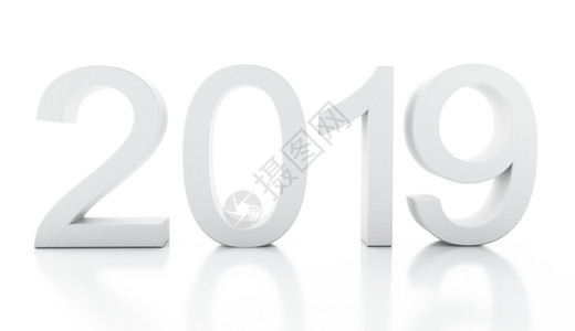 3d新年20193d插图新年孤立的白色背景图片