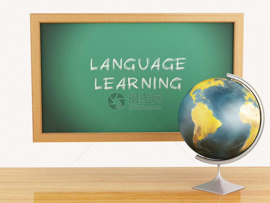学校教育概念带有语言学习文字的黑板图片
