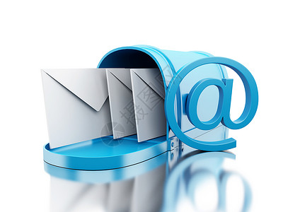邮政信箱3d插图打开邮箱有签名收到邮件概念孤立的白色背景背景