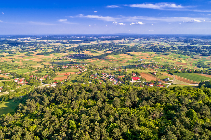 Prigoje地区农村的乡croati的地形景观空中察图片