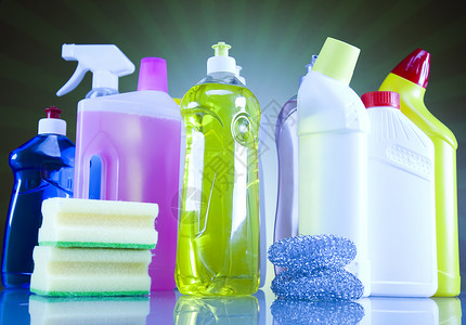 各种清洁用品家庭工作丰富多彩的主题消毒剂高清图片素材