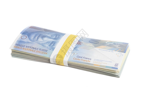 swi10法郎钞票带子在白色上隔离带子图片