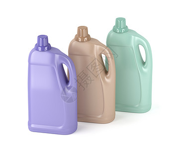 三瓶塑料用于不同颜色的液体洗涤剂图片