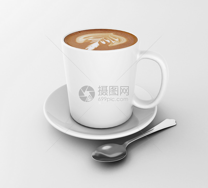 3d插图白色背景的咖啡杯图片