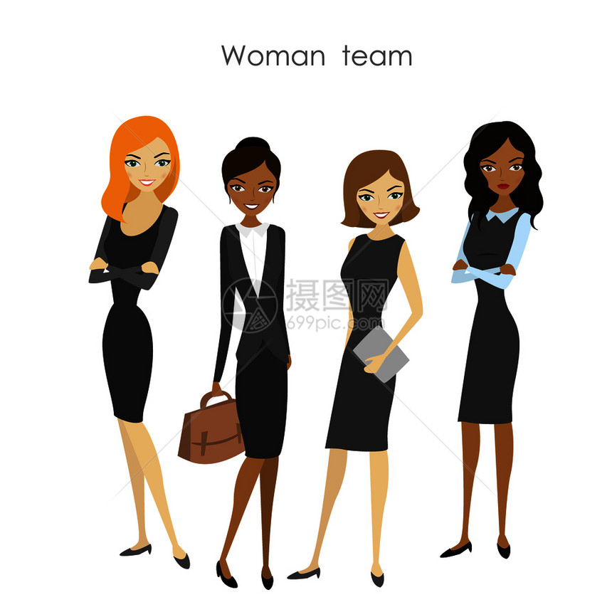 4个商业妇女卡通商业团队矢量说明4个商业妇女卡通商业团队图片