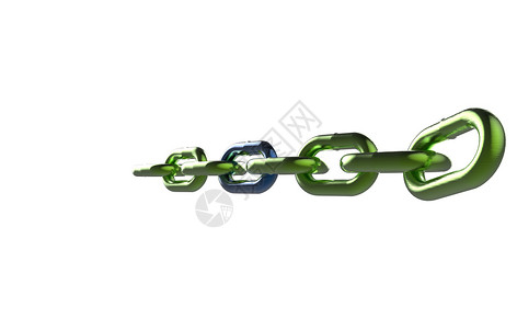 绿色金属链与蓝色链接3d渲染隔离在白色背景上绿色金属链与蓝色链接3d渲染钥匙高清图片素材