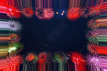 庆祝美丽的节日烟花框架4月日欢乐的烟花独立日圣诞节新年日敬礼复制空间图片