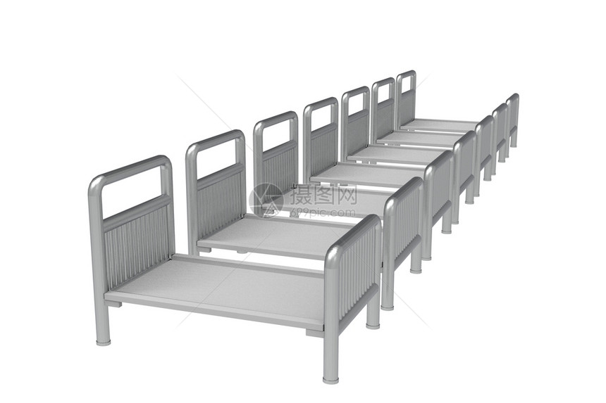 空医院床3D使白背景被隔离空医院床覆盖图片