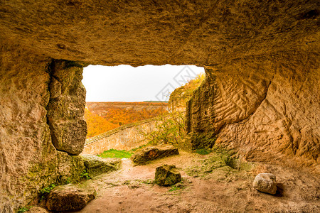 洞穴城丘富特卡莱巴赫奇萨拉伊犯罪秋光图片