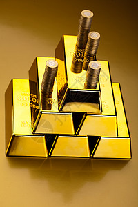 金融概念硬币和黄金图片