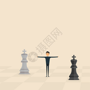 站在国际象棋棋盘上的男人卡通矢量插画高清图片