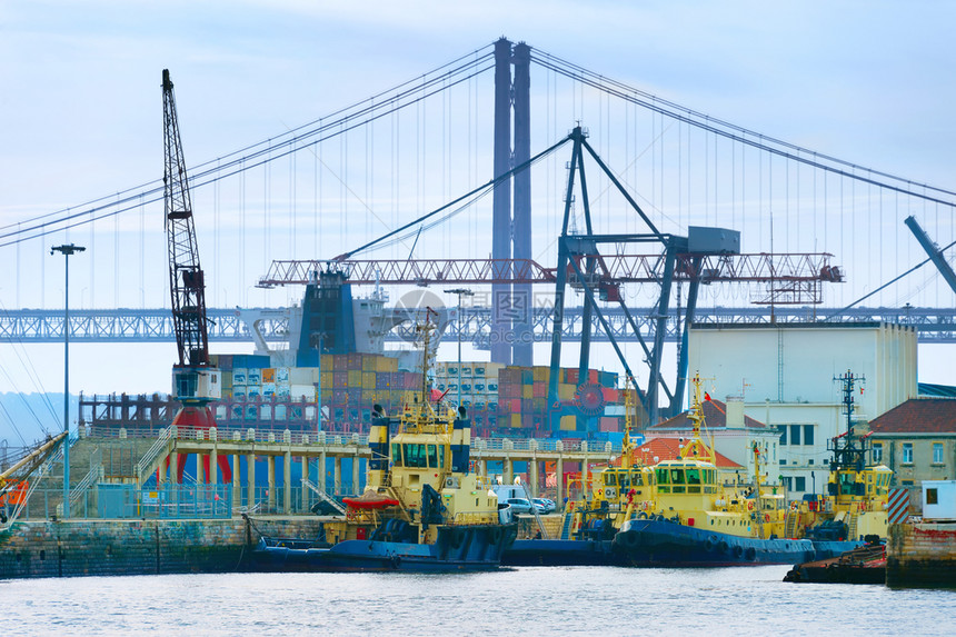 Lisbon工业港口25anpril桥背景图片