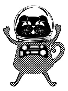 穿太空人西装的黑猫图片
