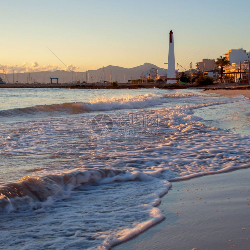 华尔街可食用巴利海岛西班牙在华尔海边日落美丽的水景西班牙的巴利海岛图片
