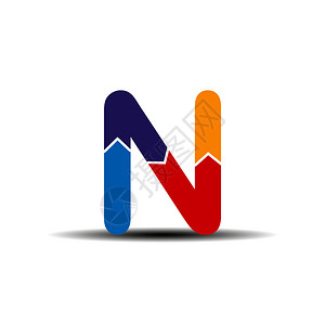 字母n从四个彩色箭头中绘制图片