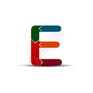 e字母来自四个彩色箭头背景图片