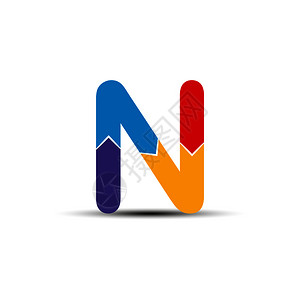 字母n从四个彩色箭头中绘制图片