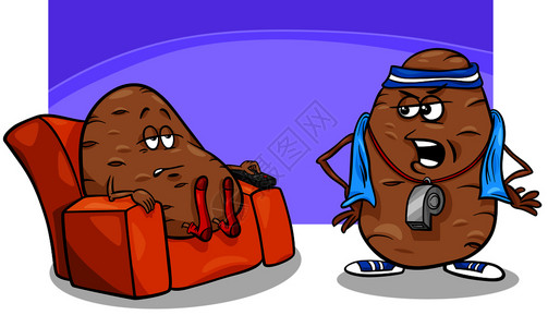 沙发土豆沙土豆的漫画幽默概念插图插画
