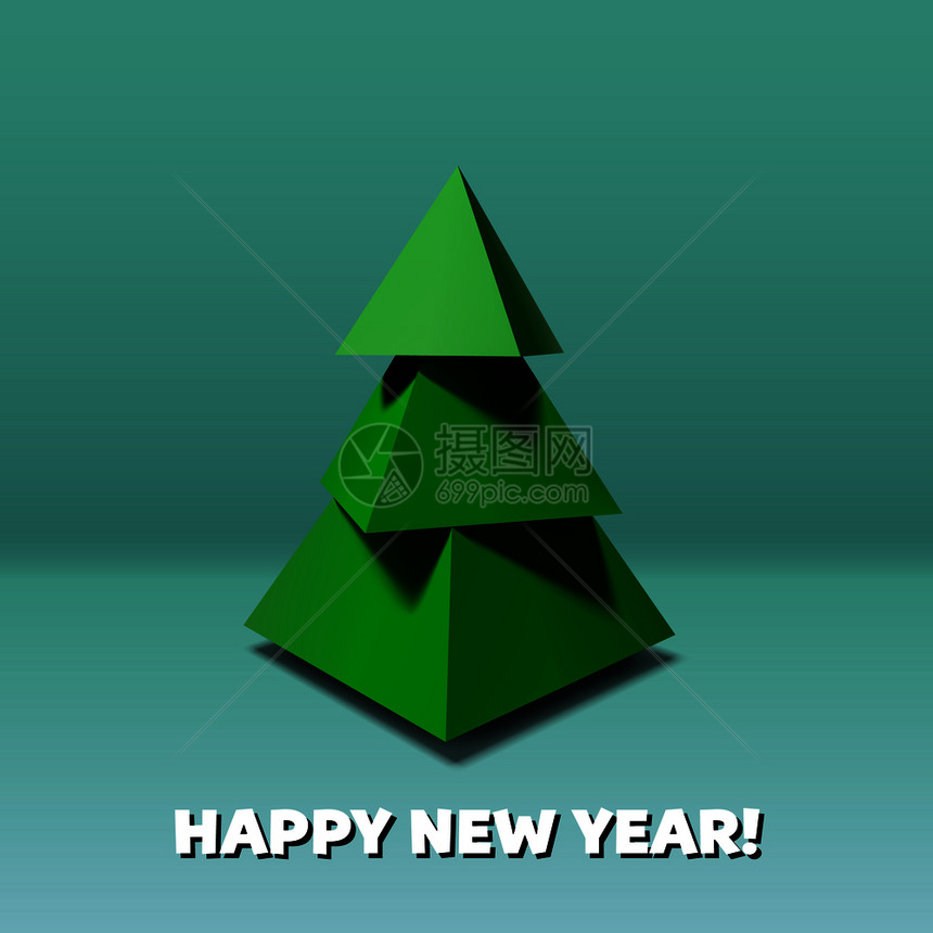 圣诞树由3D低聚极金字塔制成图片