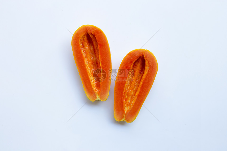 半熟的木瓜水果白底除掉种子图片