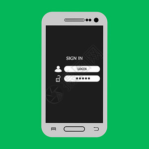 在智能手机面板屏幕上输入密码和登录的屏幕上图片