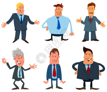 商人或办公室经理西装人物的漫画插图背景图片