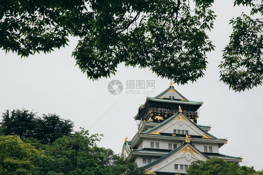 在日本雅潘的osak城堡具有电影古代风格图片