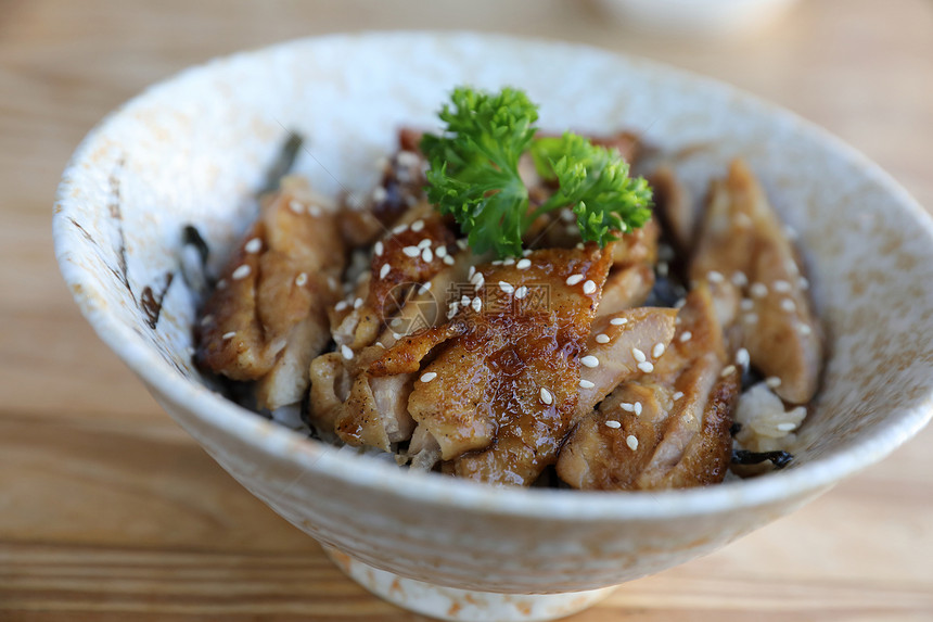 日本料理木底红烧鸡饭图片