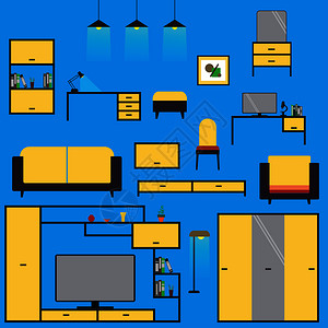 家具卡通矢量插图图片