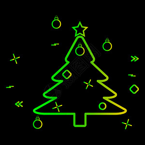 圣诞节模板圣诞树的轮廓和黑色背景的喜庆树设计图片