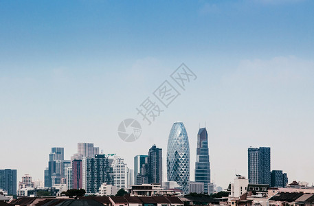 从空中角度看现代建筑城市景色图片