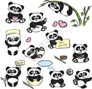 大型可爱熊猫矢量插图图片