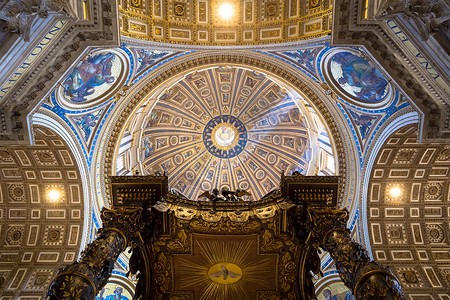 圣彼得巴西里卡罗马的异教徒状态内地有详细装饰的可波拉品白天高清图片素材
