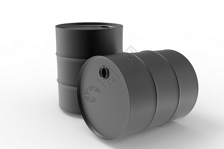2个黑色金属工业石油桶3d使白色背景隔离背景图片